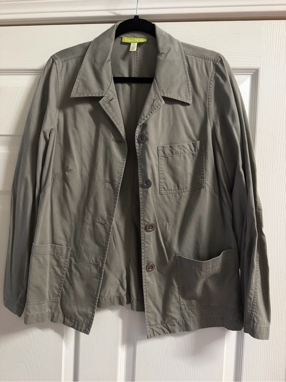Womens Lightweight Casual Button-Front Jacket in Olive